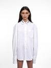 Women Double Cuff Oversized White Shirt