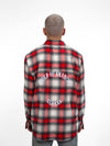 Double Layer Red Oversized Flannel Shirt
