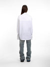 Women Printed Double Cuff Oversized White Shirt