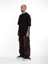 Washed Red Cargo Denim Pants